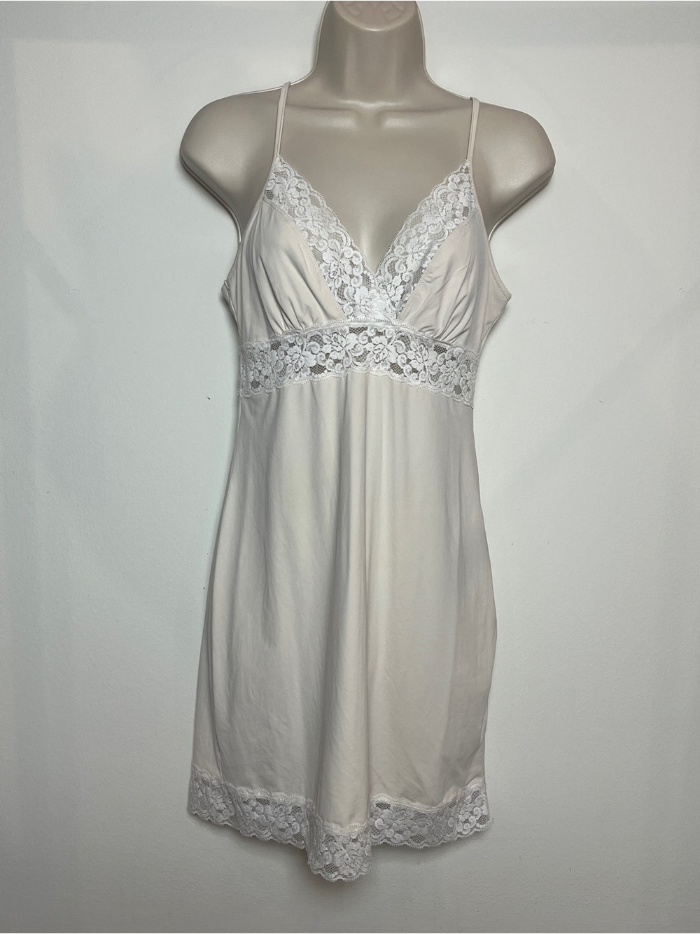 Lace Ivory Slip Dress Small Loungewear Layers Feminine Minimalist Romantic Sleep